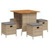vidaXL 5-tlg. Garten-Essgruppe mit Kissen Beige Poly Rattan