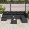 vidaXL Sofa Set mit Kissen mit Speicher 9 pcs Schwarz Poly-Rattan