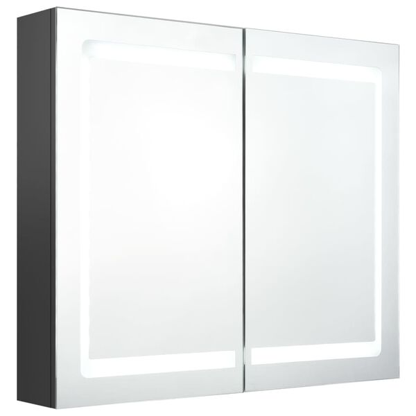 vidaXL LED-Spiegelschrank fürs Bad Grau 80x12x68 cm