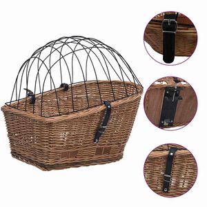 vidaXL Fahrrad-Gep&auml;cktr&auml;gerkorb mit Deckel 55&times;31&times;36 cm Natur Weide