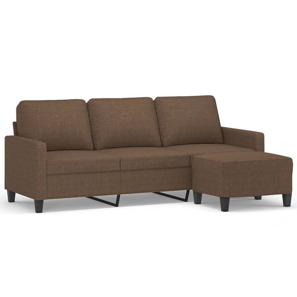 vidaXL 3-Sitzer-Sofa mit Hocker Braun 180 cm Stoff