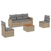 vidaXL 6-tlg. Garten-Sofagarnitur mit Kissen Beige Poly Rattan