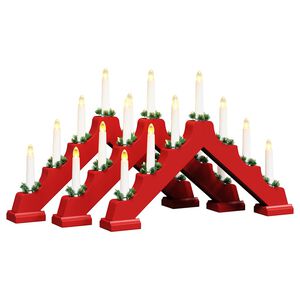 vidaXL Weihnachtskerzenbr&uuml;cke mit 7 LEDs 3 pcs Rot 39,5 x 5 x 29 cm