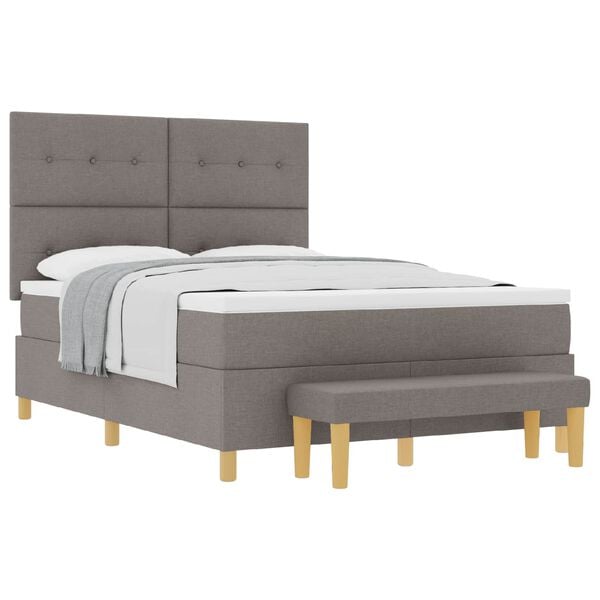 vidaXL Boxspringbett mit Matratze Taupe 140 x 200 cm Stoff