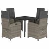 vidaXL 5-tlg. Garten-Essgruppe mit Kissen Grau Poly Rattan