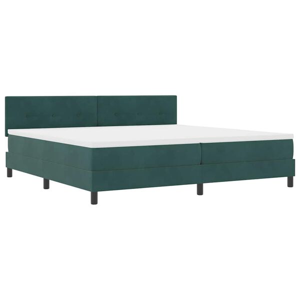 vidaXL Boxspringbett mit Matratze Dunkelgr&uuml;n 200 x 200 cm Samt