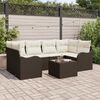 vidaXL Garten-Sofa-Set mit Kissen mit Speicher 7 pcs Braun und Creme