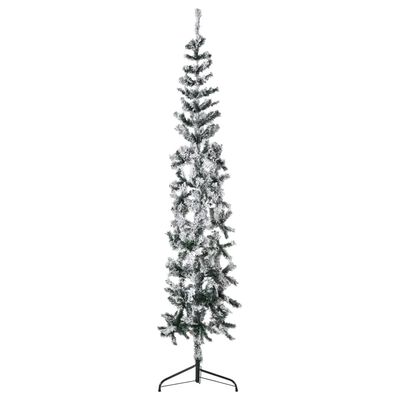 vidaXL Künstlicher Halb-Weihnachtsbaum mit Schnee Schlank 240 cm