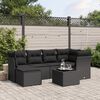 vidaXL 6-tlg. Garten-Sofagarnitur mit Kissen Schwarz Poly Rattan