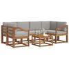 vidaXL Outdoor-Sofagarnitur mit Kissen 7 pcs Nat&uuml;rlich und Hellgrau