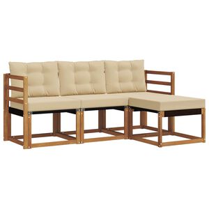 vidaXL Outdoor-Sofagarnitur mit Kissen 4 pcs Natur und Beige