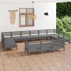 vidaXL 13-tlg. Garten-Lounge-Set Grau Massivholz Kiefer