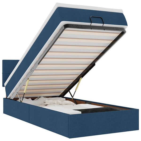 vidaXL Ottomane Bett mit Matratze & LEDs Blau 100x200 cm Stoff