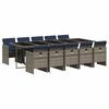 vidaXL 11-teiliges Garten-Ess-Set mit Kissen, grau, Polyrattan