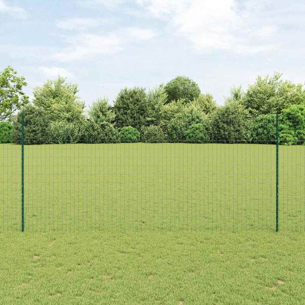 vidaXL Zaun mit Pfosten Gr&uuml;n 1,4 x 10 m Stahl und PVC