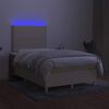 vidaXL Boxspringbett mit Matratze & LED Creme 120x190 cm Stoff
