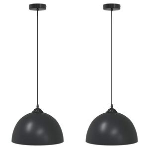 vidaXL Pendelleuchten 2 Stk. Höhenverstellbar E27 Schwarz Ø30cm Metall