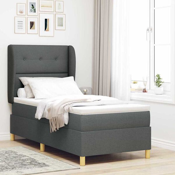 vidaXL Boxspringbett mit Matratze Dunkelgrau 200 x 80 cm Stoff