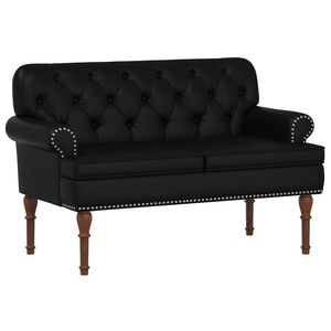 vidaXL Zweisitzer mit Knopfheftung Schwarz 120 x 65 x 77 cm Kunstleder