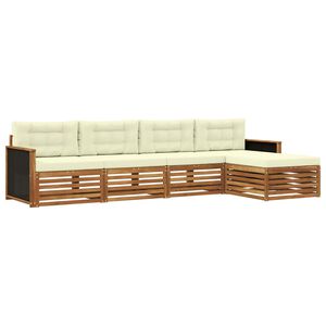 vidaXL Outdoor-Sofagarnitur 5 stk. Natur und Creme Polyester