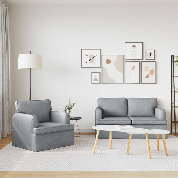 vidaXL Sofa Set 2 pcs Hellgrau 144 x 80 x 85 cm Stoff