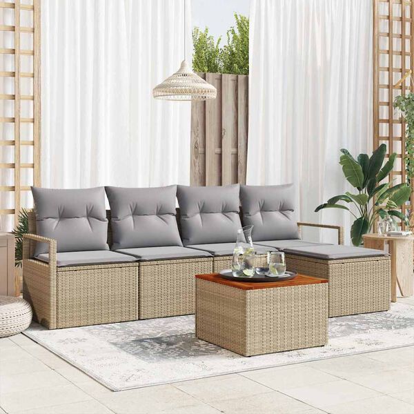 vidaXL Garten-Sofa-Set 6 pcs Beige und Hellgrau