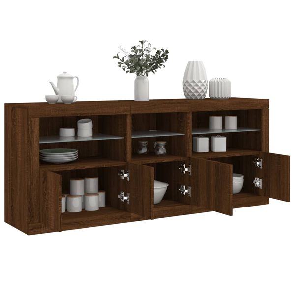 vidaXL Sideboard mit LED-Leuchten Braun Eichen-Optik 162x37x67 cm