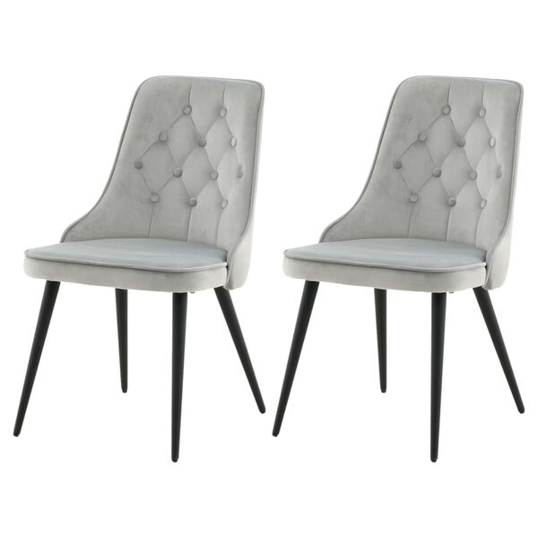 Venture Home Esszimmerst&uuml;hle 2 Stk Velvet Deluxe Samt Hellgrau&Schwarz