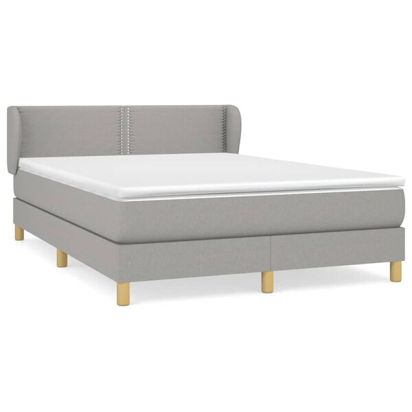 vidaXL Boxspringbett mit Matratze Hellgrau 140x190 cm Stoff