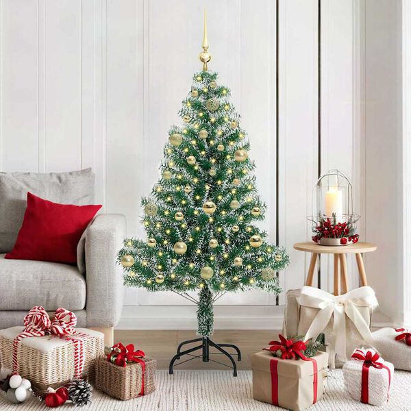 vidaXL K&uuml;nstlicher Weihnachtsbaum beschneit mit LED Licht 150 cm