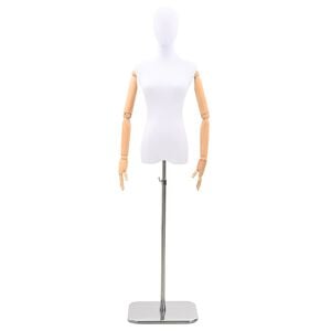 vidaXL Verstellbare Mannequin 165-213 cm mit Fu&szlig; Weiblich PP Wei&szlig;