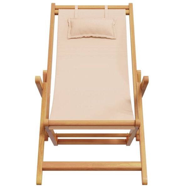 vidaXL Strandst&uuml;hle 2 Stk. Klappbar Beige Stoff und Massivholz