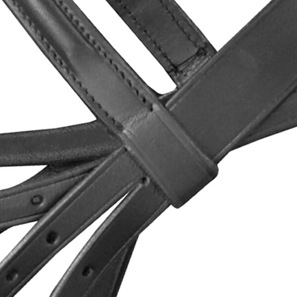 Leder Trense Trensenzaum mit Z&uuml;geln und Gebi&szlig; schwarz Pony