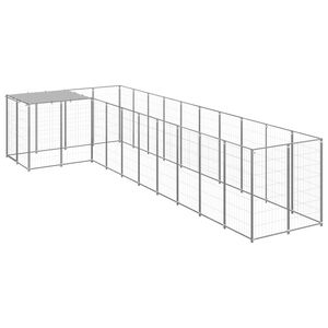 vidaXL Hundezwinger Silbern 7,26 m&sup2; Stahl