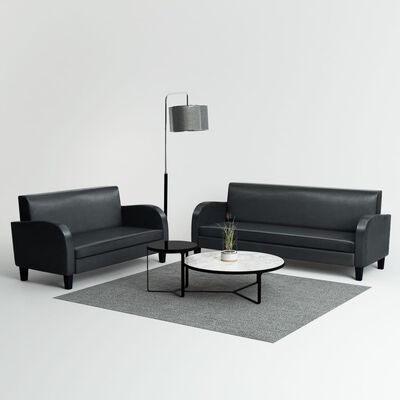 vidaXL Sofa-Set 2-tlg. Kunstleder Schwarz