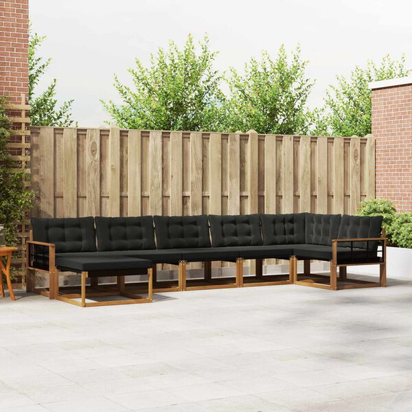 vidaXL Outdoor-Sofagarnitur mit Kissen 21 pcs Nat&uuml;rlich und Schwarz