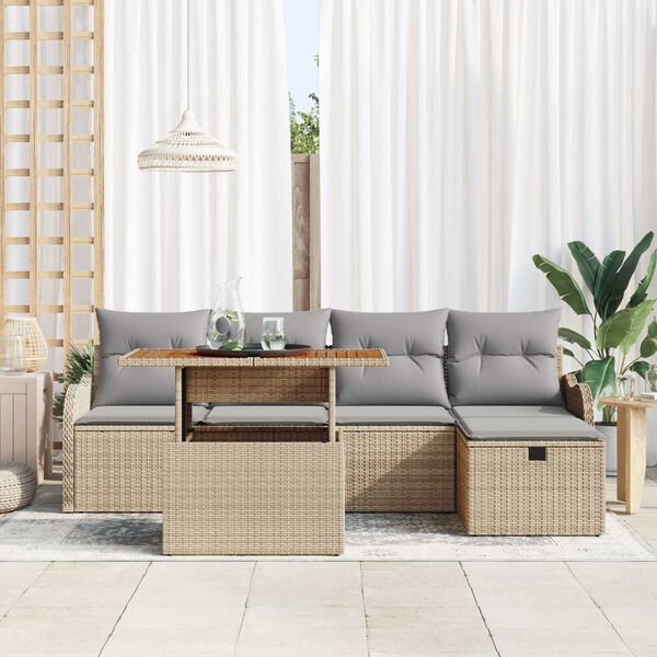 vidaXL Garten-Sofa-Set 6 pcs Beige Poly-Rattan
