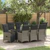 vidaXL Garten Essgruppe mit Kissen 9 pcs Grau Poly Rattan
