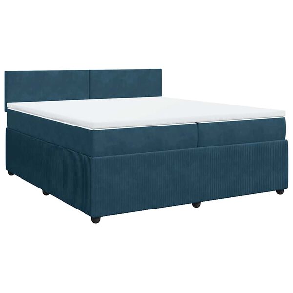 vidaXL Boxspringbett mit Matratze Blau 200x200 cm Samt