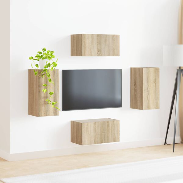 vidaXL TV-Schrankset 4 pcs Sonoma-Eiche Holzwerkstoff