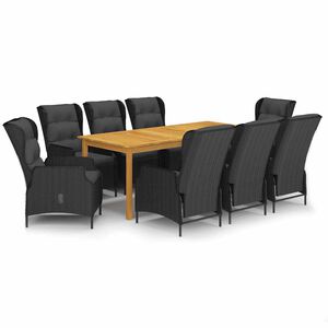 vidaXL 9-tlg. Garten-Essgruppe Dunkelgrau