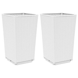 vidaXL Pflanzk&uuml;bel 2 Stk. Wei&szlig; 32,5x32,5x57 cm PP