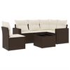 vidaXL 6-tlg. Garten-Sofagarnitur mit Kissen Braun Poly Rattan