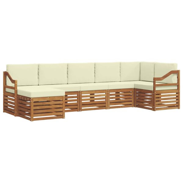 vidaXL Ecksofa Set mit Kissen 7 pcs Natur und Creme Massivholz Akazie