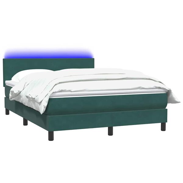 vidaXL Boxspringbett mit Matratze Dunkelgr&uuml;n 140x220 cm Samt