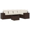 vidaXL 6-tlg. Garten-Sofagarnitur mit Kissen Braun Poly Rattan