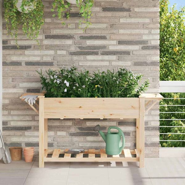 vidaXL Garten-Pflanzgefäß mit Regal Beige 155 x 59 x 76,5 cm