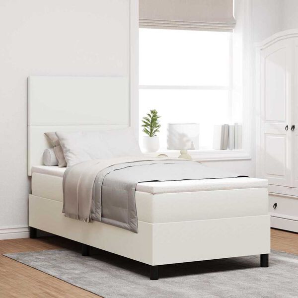 vidaXL Boxspringbett Creme und Weiß 203 x 90 x 128 cm Cordstoff