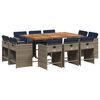 vidaXL 11-teiliges Garten-Ess-Set mit Kissen, grau, Polyrattan