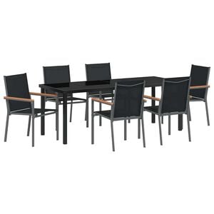 vidaXL Garten Essgruppe 7 stk. Schwarz Pulverbeschichteter Stahl